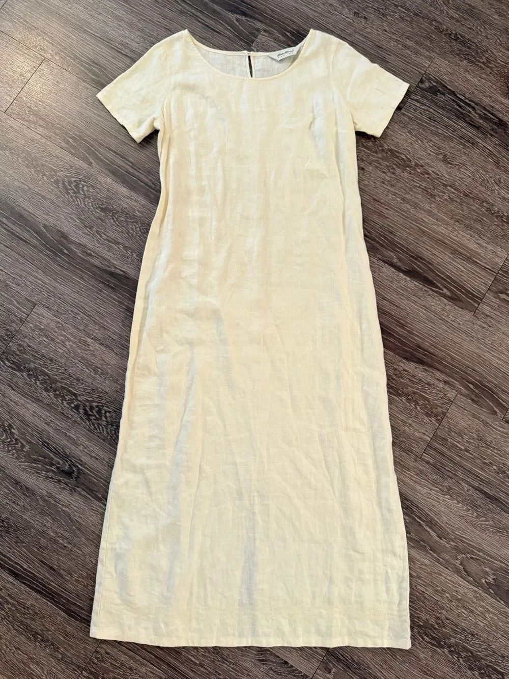 Eddie Bauer Vintage Baby Yellow Short Sleeve Linen Maxi New